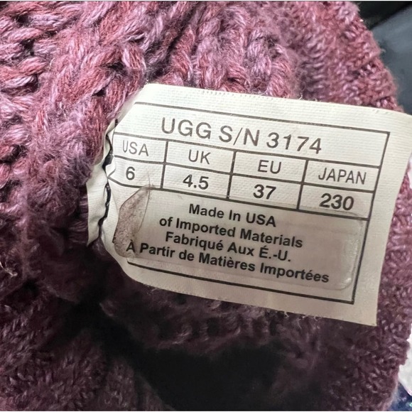 Ugg Over The Knee Twisted Cable Knit Boot Burgundy Size 6 - Picture 8 of 9